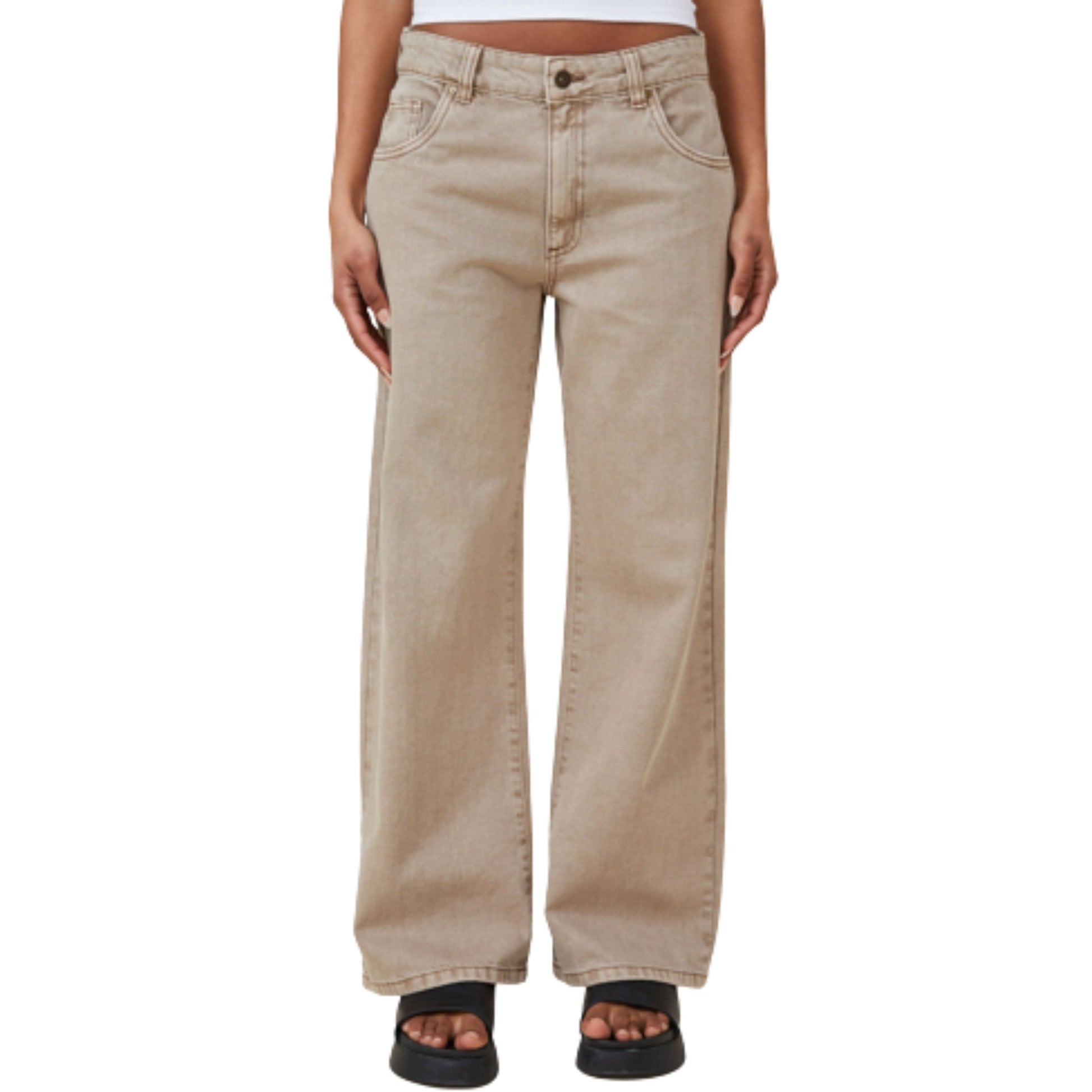 COTTON ON Womens Bottoms L / Beige / 42 COTTON ON - Low Rise Baggy Jeans
