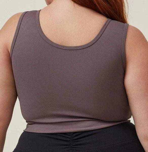 COTTON ON Womens sports COTTON ON - Plus Size Active Rib Crop Tank Top