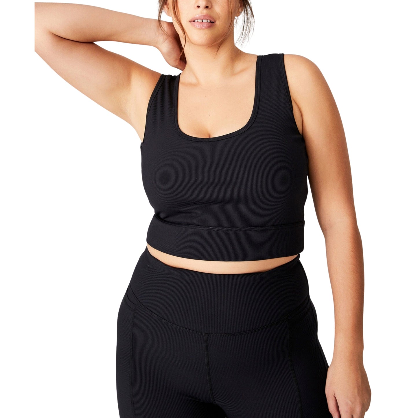 COTTON ON Womens Tops XL / Black COTTON ON - Plus Size Active Rib Crop Tank Top