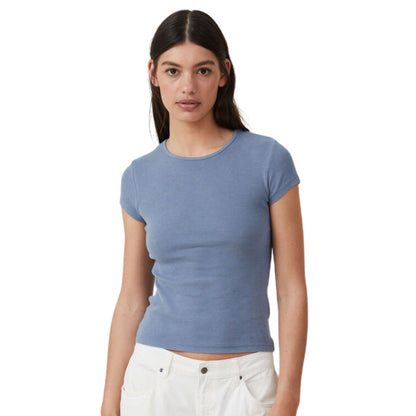 COTTON ON Womens Tops COTTON ON - The One Organic Rib Crew Short Sleeve Tee