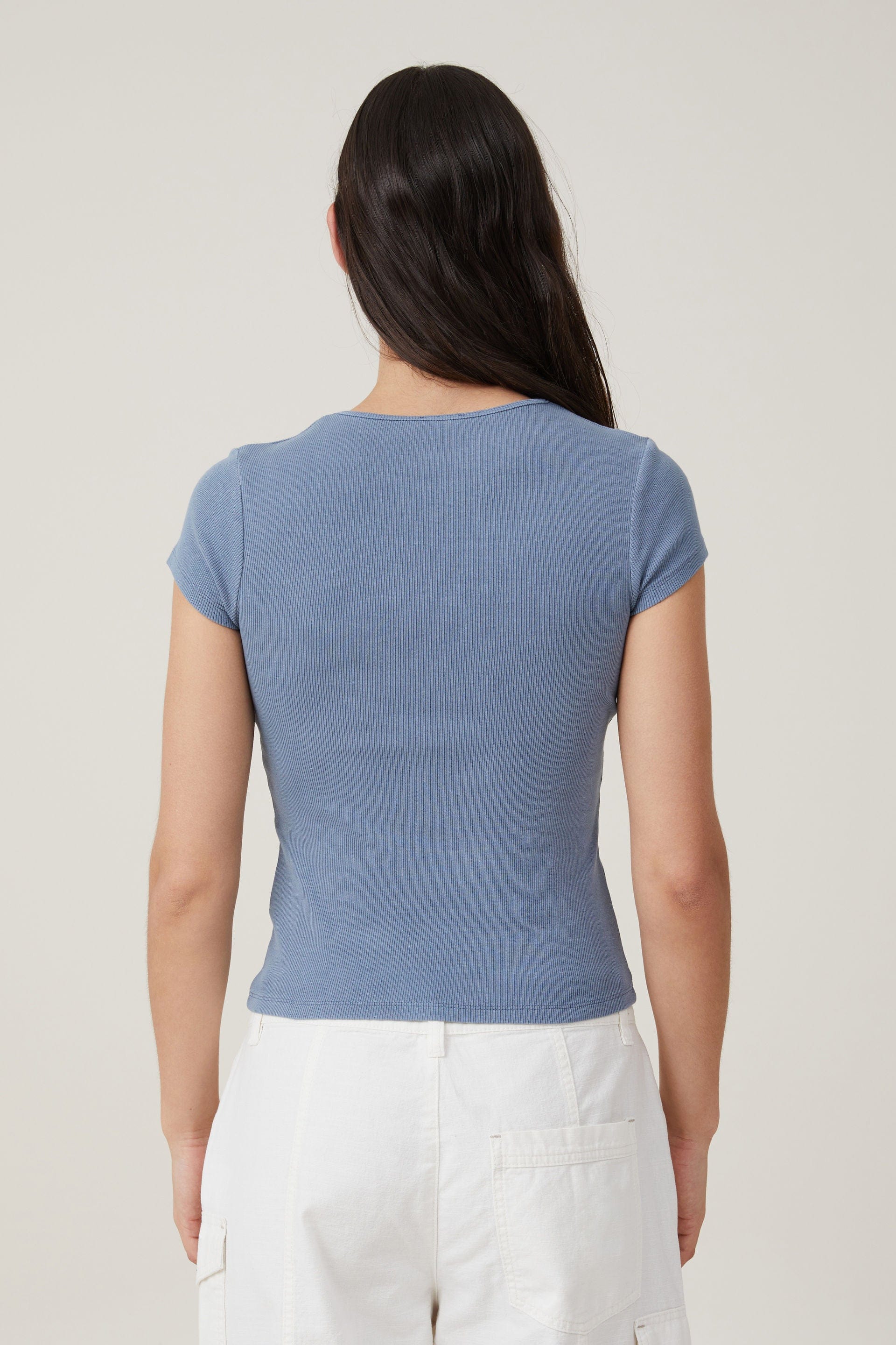 COTTON ON Womens Tops COTTON ON - The One Organic Rib Crew Short Sleeve Tee