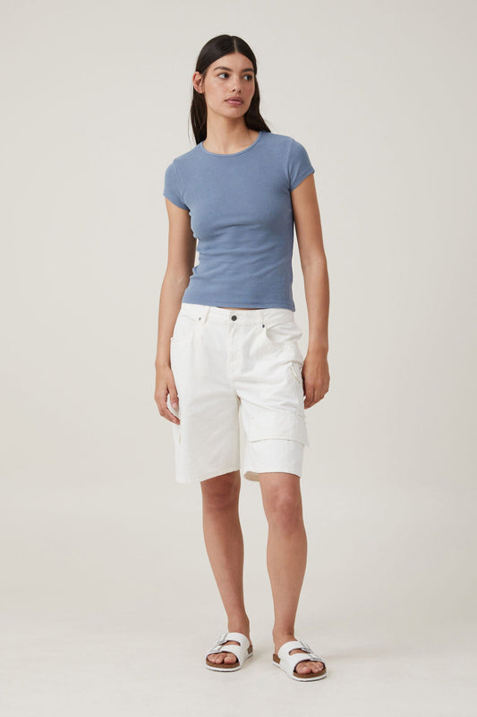 COTTON ON Womens Tops COTTON ON - The One Organic Rib Crew Short Sleeve Tee