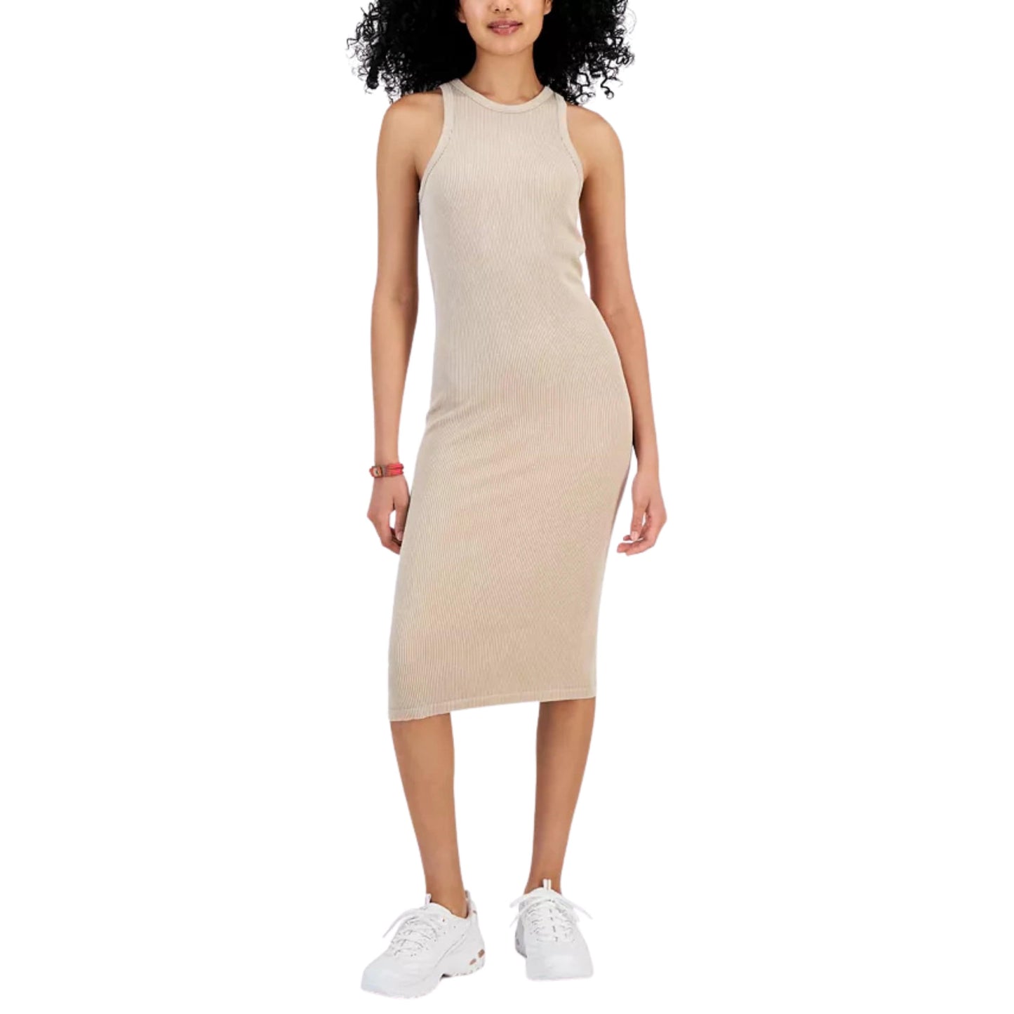 CRAVE FAME Womens Dress L / Beige CRAVE FAME -  Ribbed Seamless Midi Dress