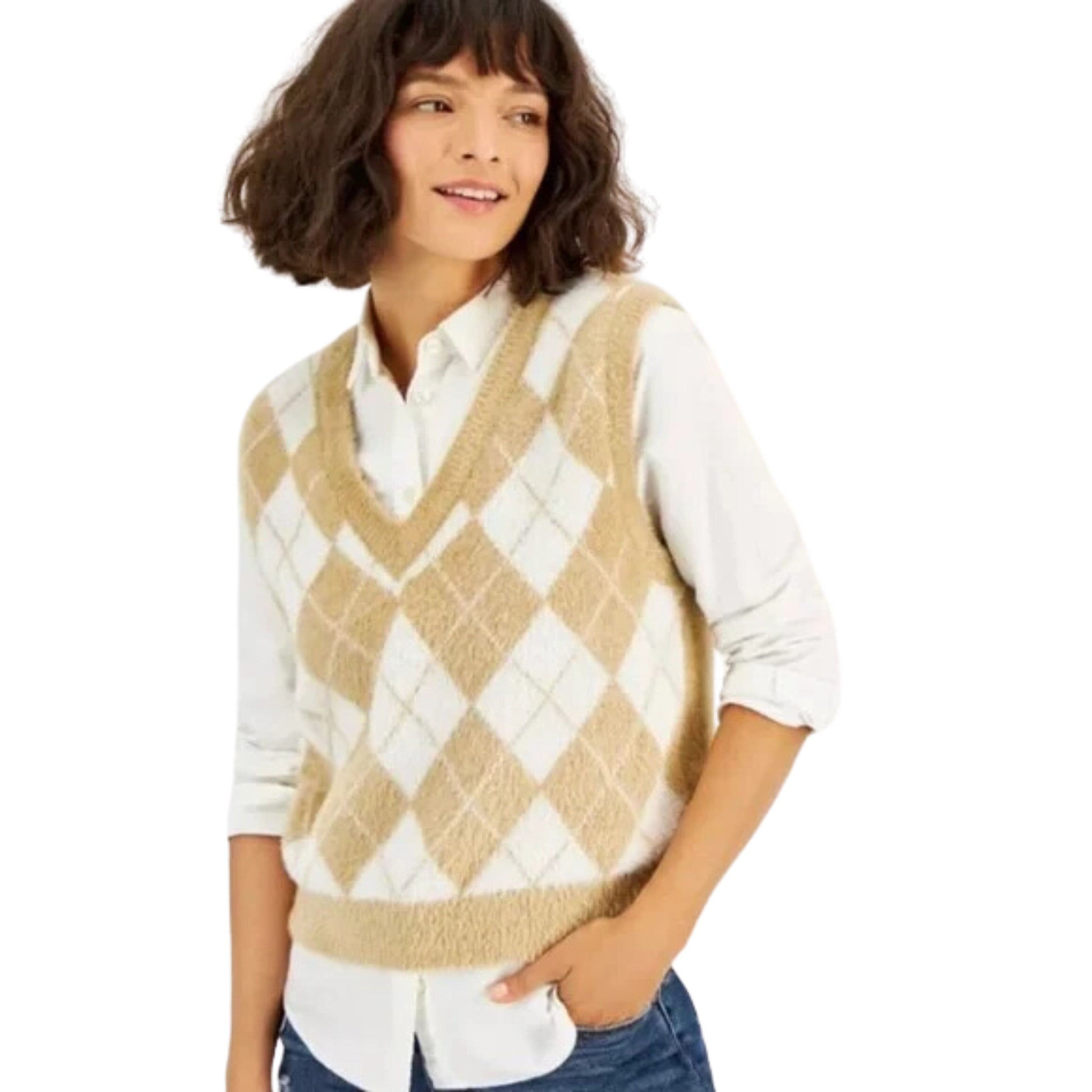 CRAVE FAME Womens Tops XS / Multi-Color CRAVE FAME - Argyle Sweater Vest