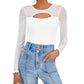 CRAVE FAME Womens Tops S / White CRAVE FAME - Cutout Illusion Mesh Bodysuit