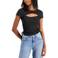 CRAVE FAME Womens Tops S / Black CRAVE FAME -  Cutout Ruched T-Shirt