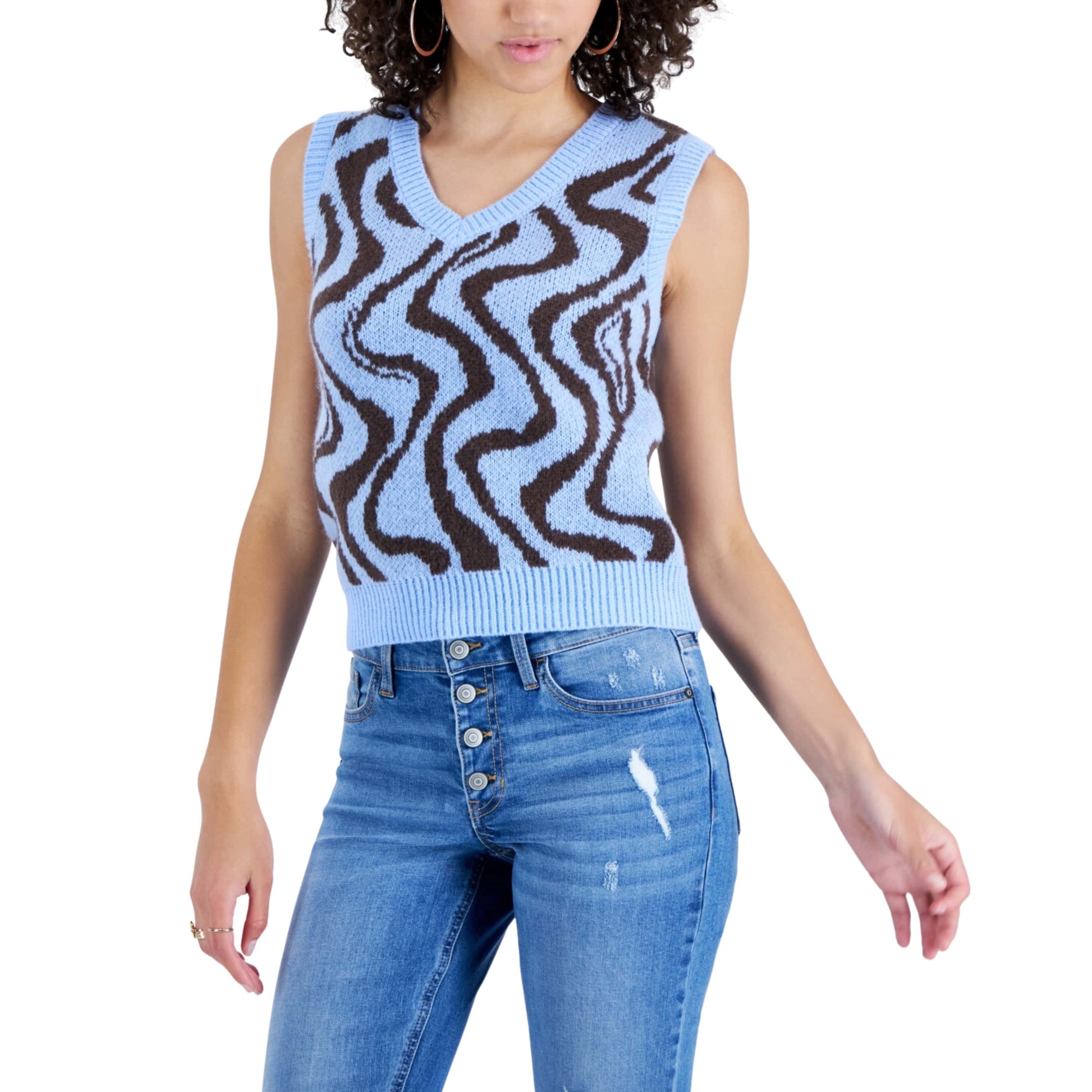 CRAVE FAME Womens Tops CRAVE FAME -  Printed Sweater Vest