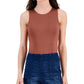 CRAVE FAME Womens Tops M / Brown CRAVE FRAME - Double Layer Crewneck Bodysuit