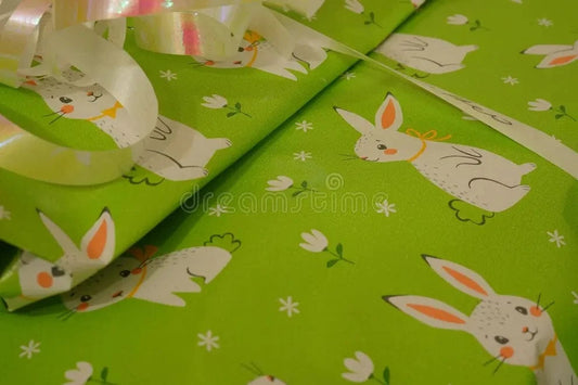 CRELANDO Easter Decoration Multi-Color CRELANDO - Easter bunny gift wrap paper