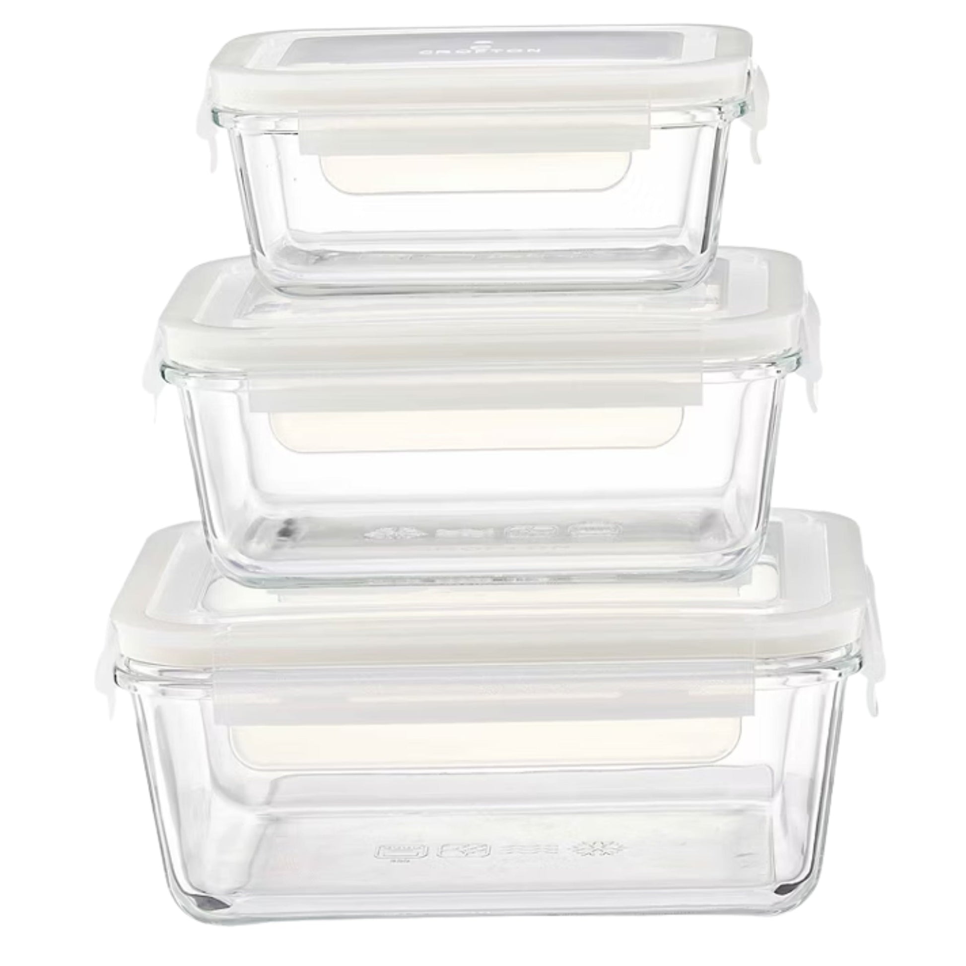CROFTON Kitchenware CROFTON - Glass Food Storage Rectangle Containers, Set of 3