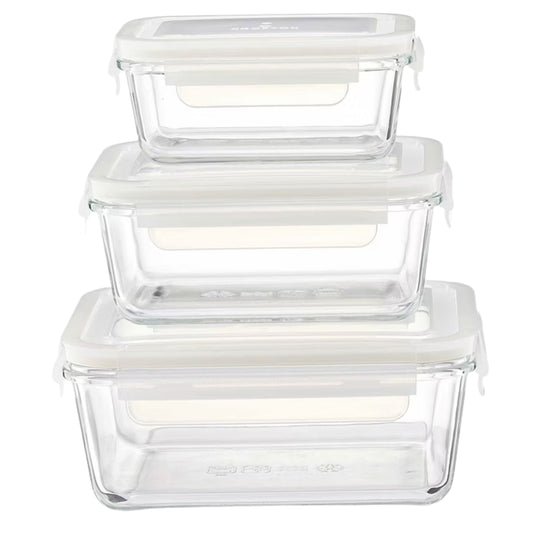 CROFTON Kitchenware CROFTON - Glass Food Storage Rectangle Containers, Set of 3
