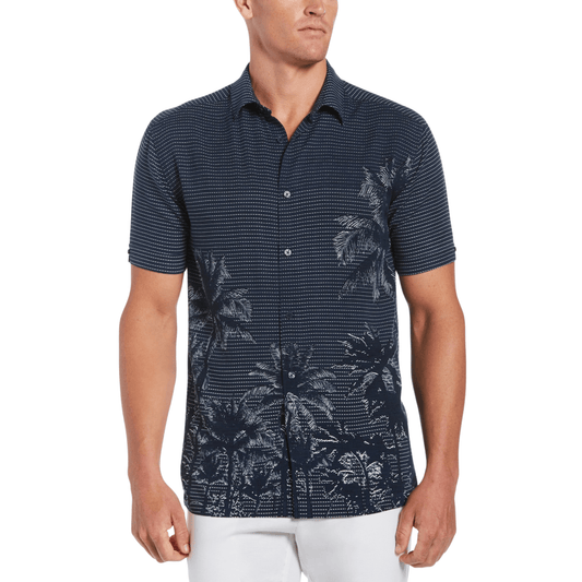 CUBAVERA Mens Tops S / Blue CUBAVERA - Palms Print Short Sleeve Shirt