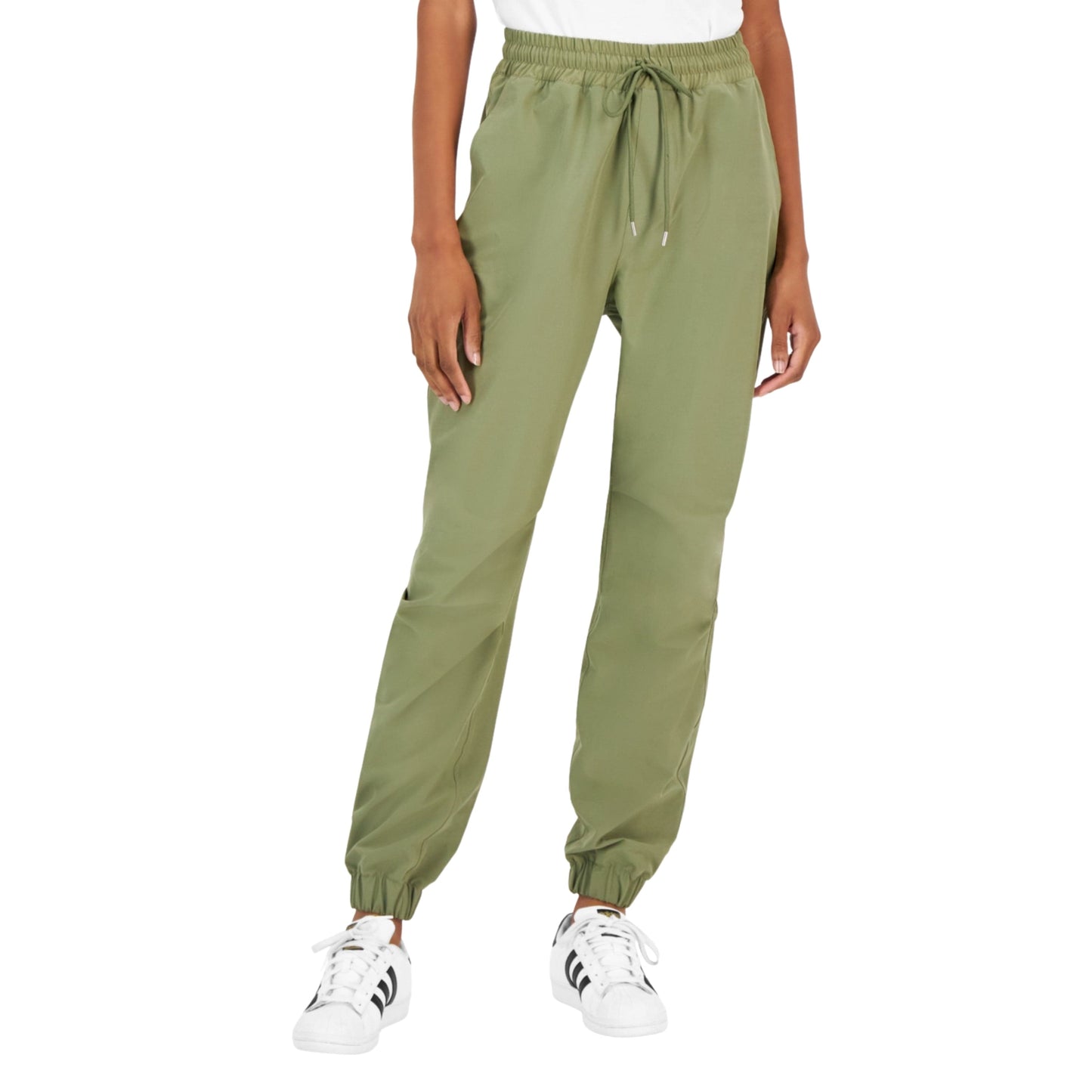 DEREK HEART Womens Bottoms S / Green DEREK HEART - Pull On Parachute Jogger Pants