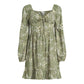 DEREK HEART Womens Dress S / Green DEREK HEART - Self Tie Flounce Dress with Lace Trim