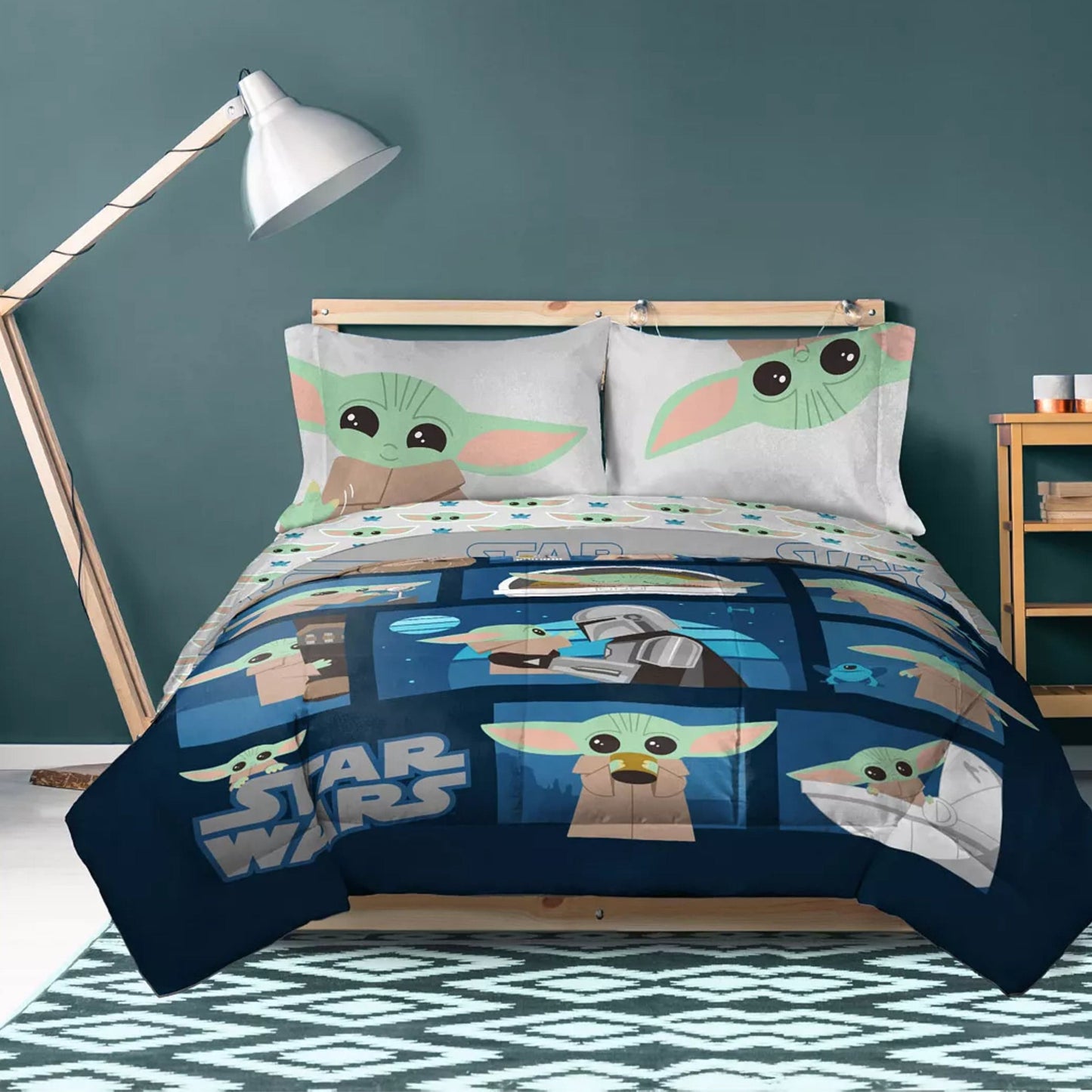 DISNEY Comforter/Quilt/Duvet Twin / Multi-Color DISNEY - Star Wars Grogu, Baby Yoda, 6-Pc. Reversible Twin