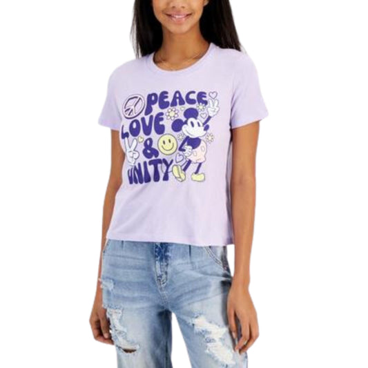 DISNEY Womens Tops S / Purple DISNEY - Mickey Mouse Peace-Graphic T-Shirt