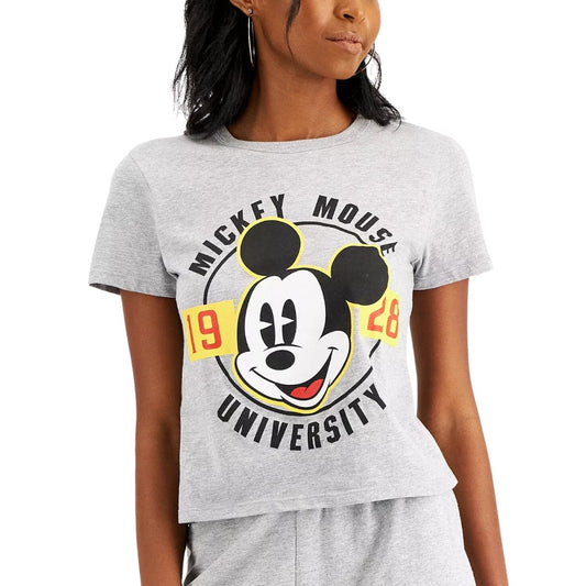 DISNEY Womens Tops M / Grey DISNEY - Mickey Mouse University T-Shirt