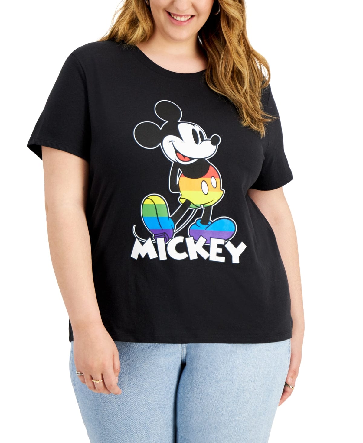 DISNEY Womens Tops XXXL / Black DISNEY - Plus Size Mickey Rainbow Graphic T-Shirt