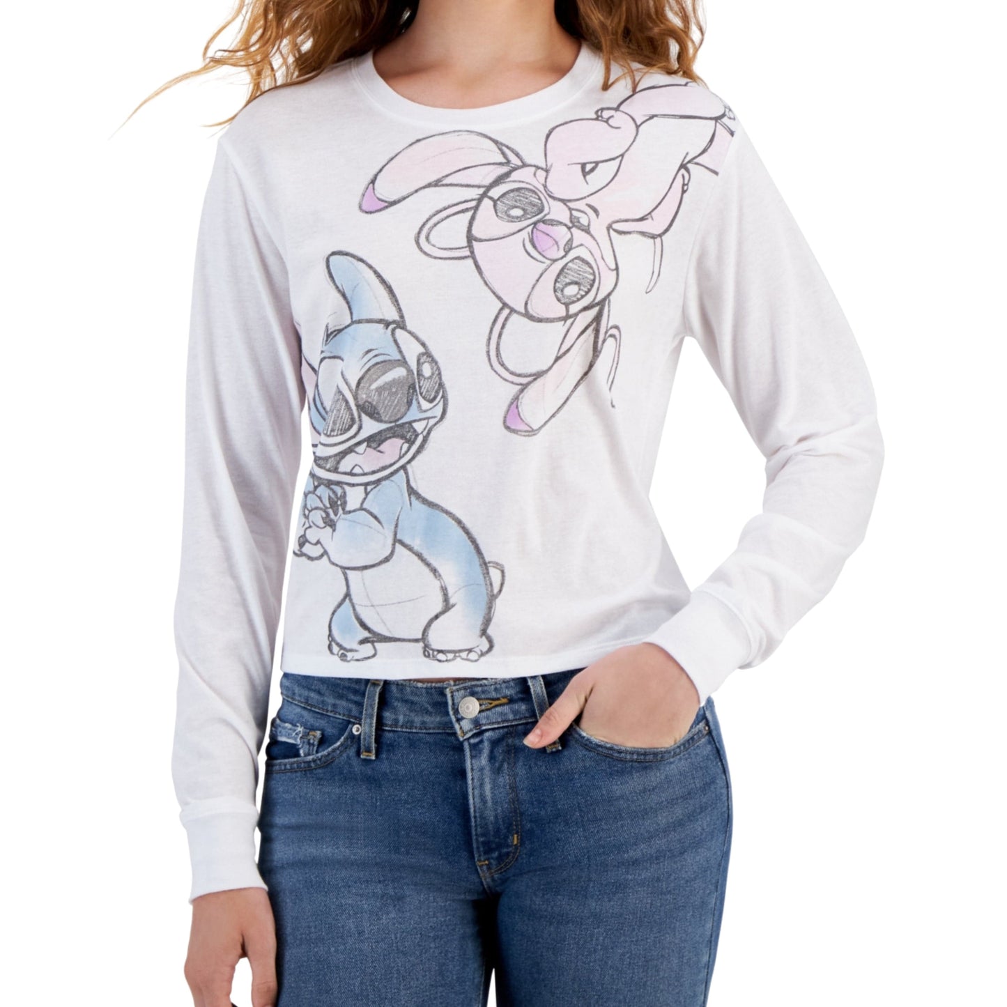 DISNEY Womens Tops DISNEY - Stitch & Friends Long-Sleeve Blouse