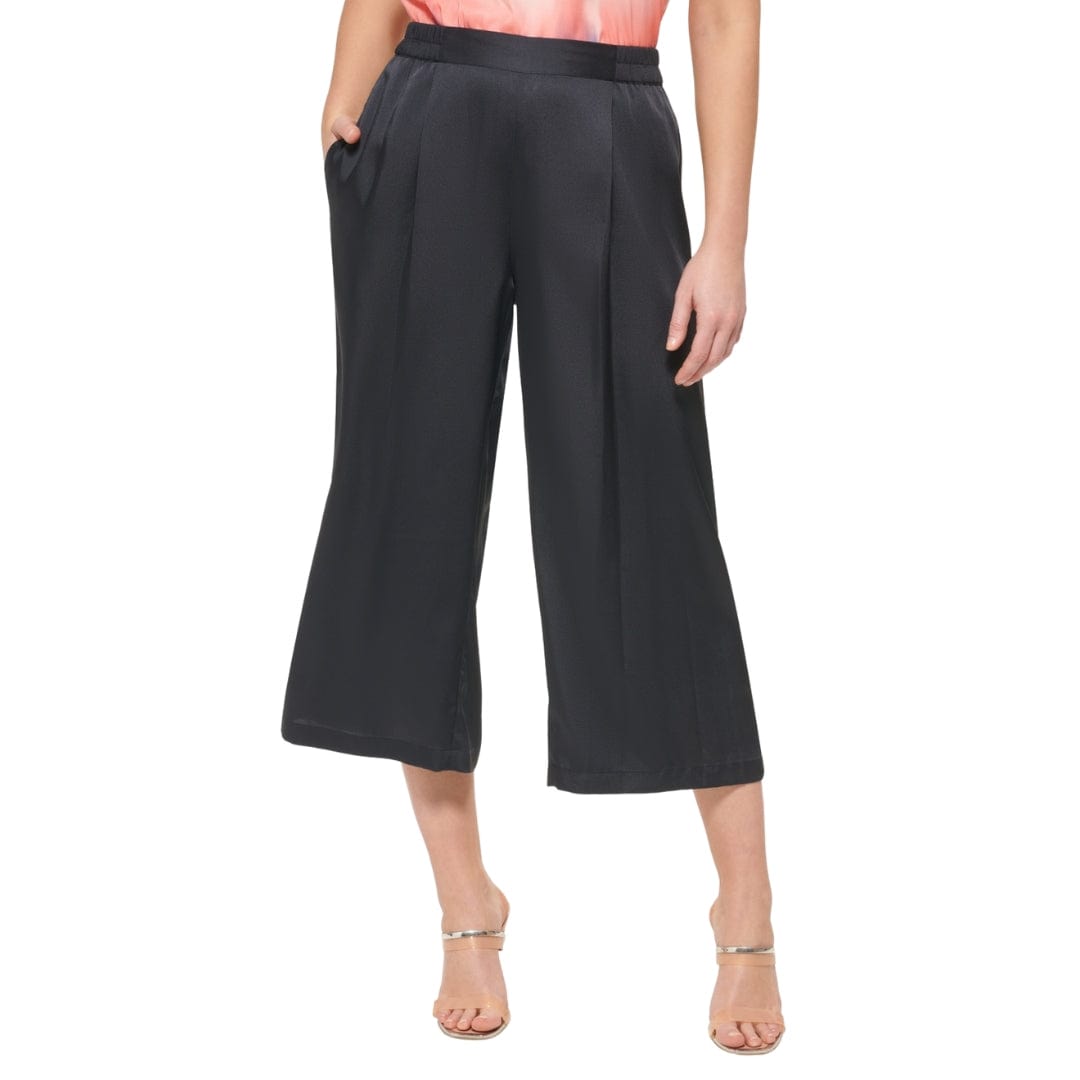 DKNY L / Navy DKNY - Pull-on Wide-Leg Cropped Pants