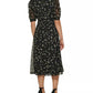 DKNY Womens Dress M / Black DKNY - Floral Puff Sleeve Midi Dress