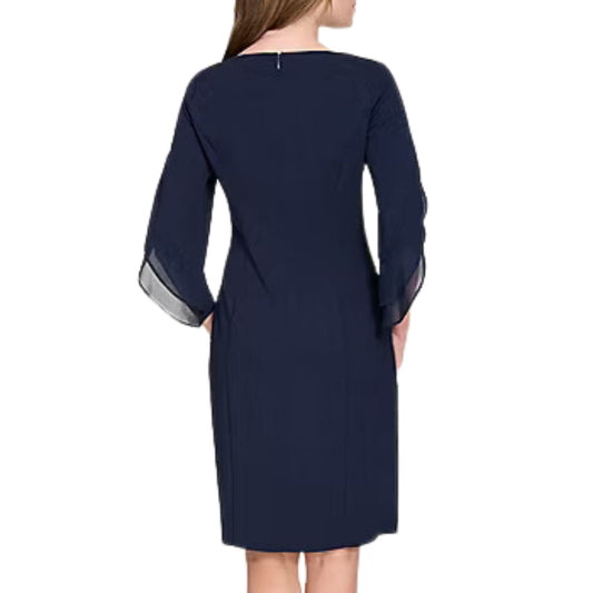 DKNY Womens Dress Petite S / Navy DKNY - Quarter Sleeve Knee-Length Petite Dress