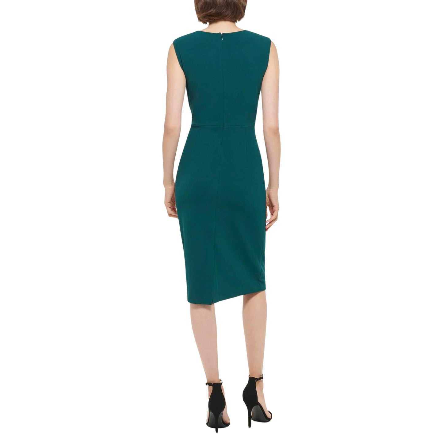 DKNY Womens Dress M / Green DKNY - Ruched Calf Midi Dress