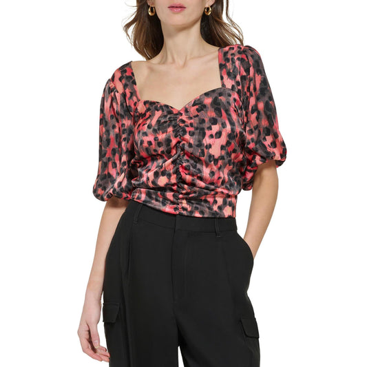DKNY Womens Tops XS / Multi-Color DKNY - Sweetheart Neck Printed Blouse