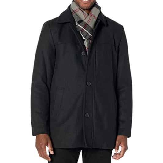 DOCKERS Mens Jackets M / Black DOCKERS - Weston Wool Blend Coat With Scarf