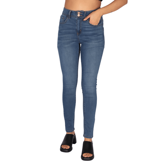 DOLLHOUSE Womens Bottoms S / Blue / 26-27 DOLLHOUSE -  Double Button Skinny Jeans