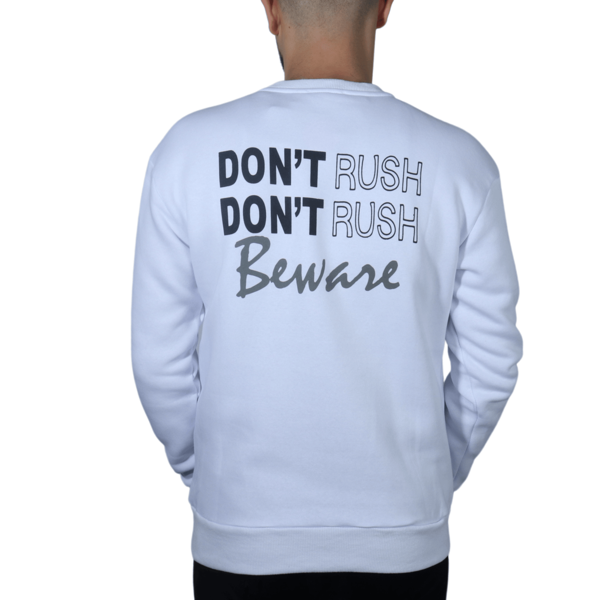 DYNAMO Mens Tops S / White DYNAMO - Don't Rush Printed Sweatshirt