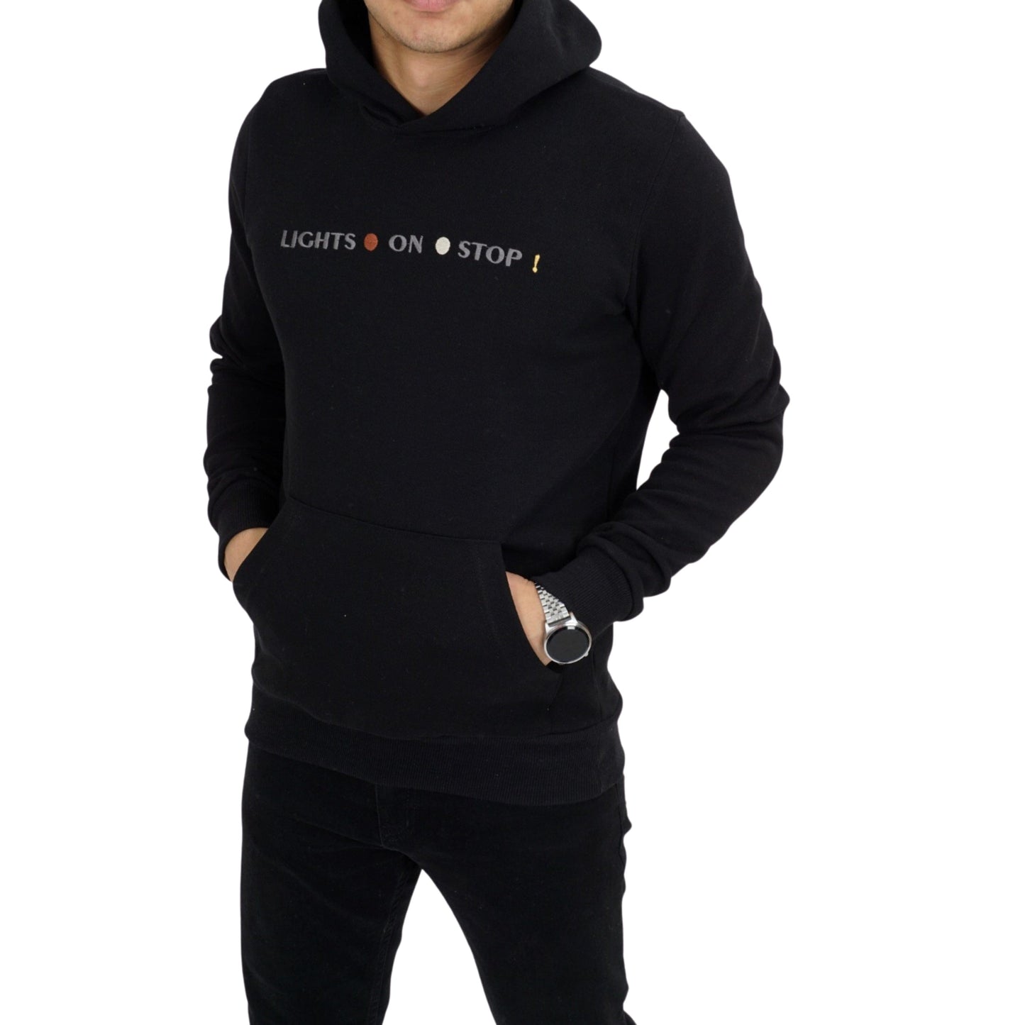 DYNAMO Mens Tops S / Black DYNAMO - Embroidered hoodie with kangaroo pocket