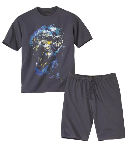 ATLAS FOR MEN - Wolf Print Short Pajama Set