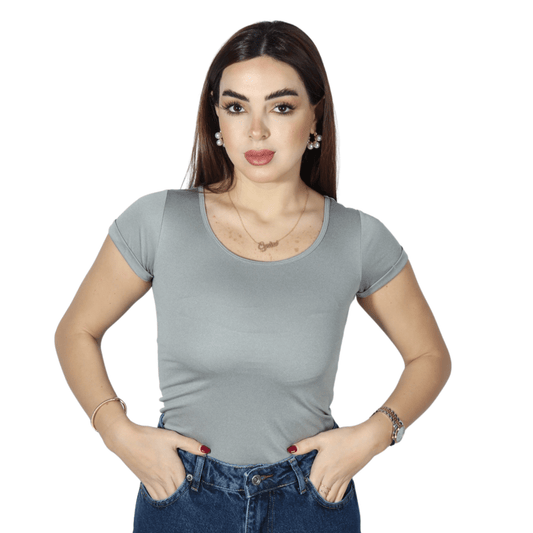 EIGHT2NINE Womens Tops XS / Grey EIGHT2NINE - Crew neck solid bodysuit