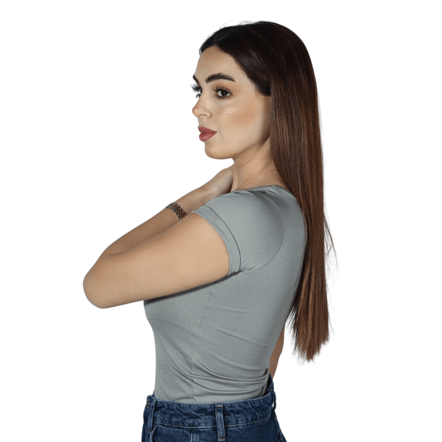 EIGHT2NINE Womens Tops XS / Grey EIGHT2NINE - Crew neck solid bodysuit