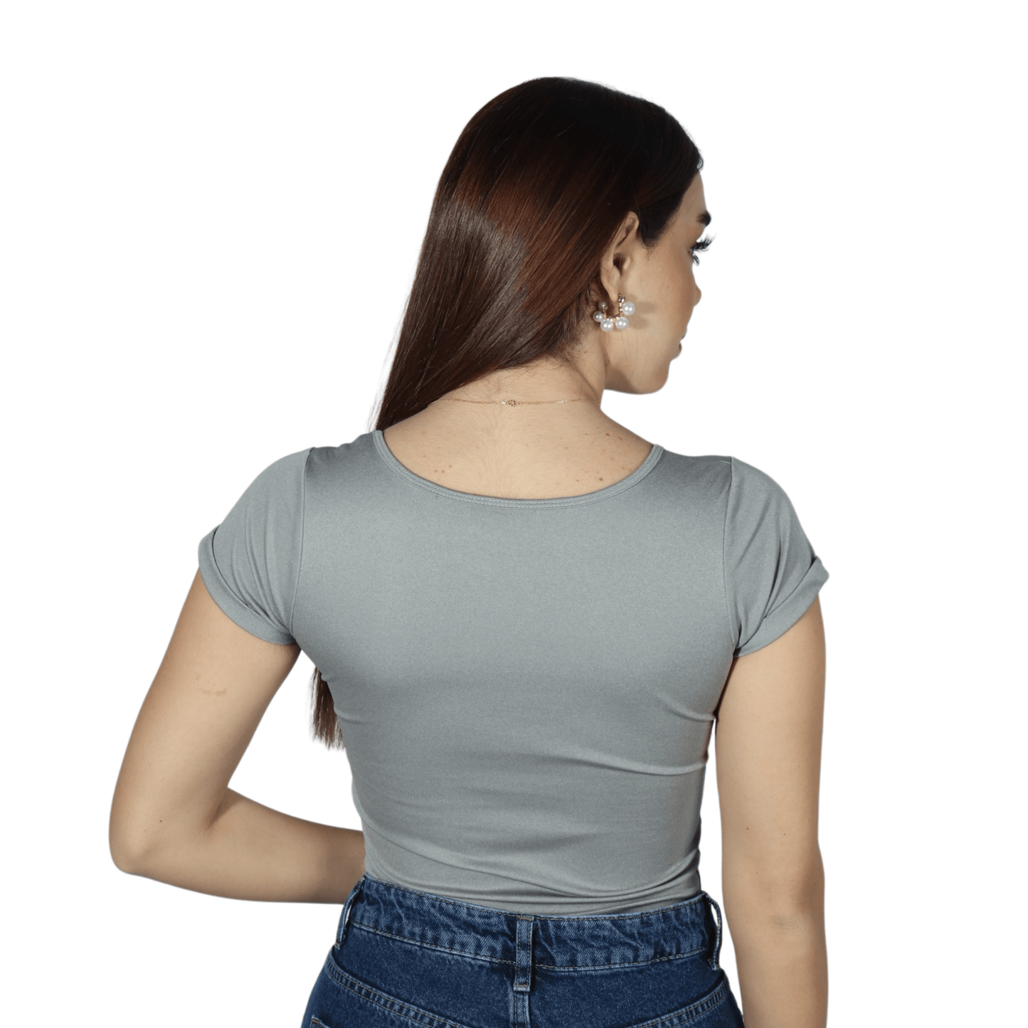 EIGHT2NINE Womens Tops XS / Grey EIGHT2NINE - Crew neck solid bodysuit