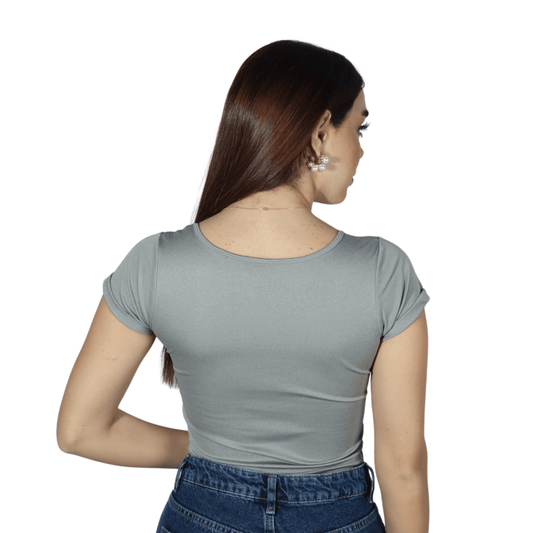 EIGHT2NINE Womens Tops XS / Grey EIGHT2NINE - Crew neck solid bodysuit