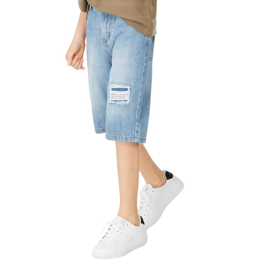 EPIC THREADS Boys Bottoms L / Blue EPIC THREADS - Solid cotton distressed shorts