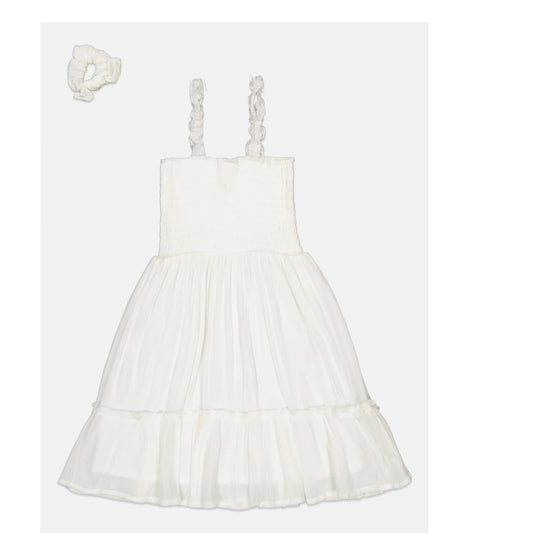 EPIC THREADS Girls Dress L / White EPIC THREADS - KIDS - Solid Dress with Scrunchie, 2 Piece Set