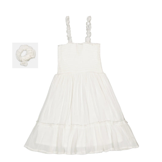 EPIC THREADS Girls Dress L / White EPIC THREADS - KIDS - Solid Dress with Scrunchie, 2 Piece Set