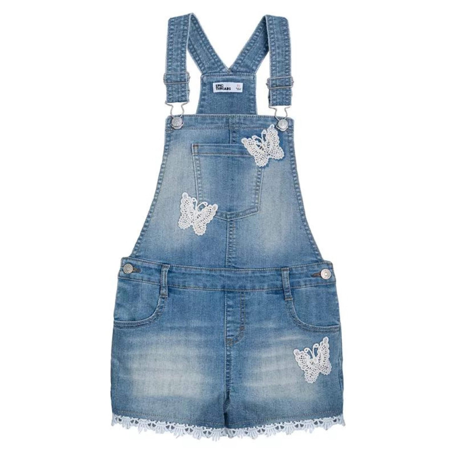 EPIC THREADS Girls Overall L / Blue EPIC THREADS - Kids -  Butterfly Denim Shortall Overall