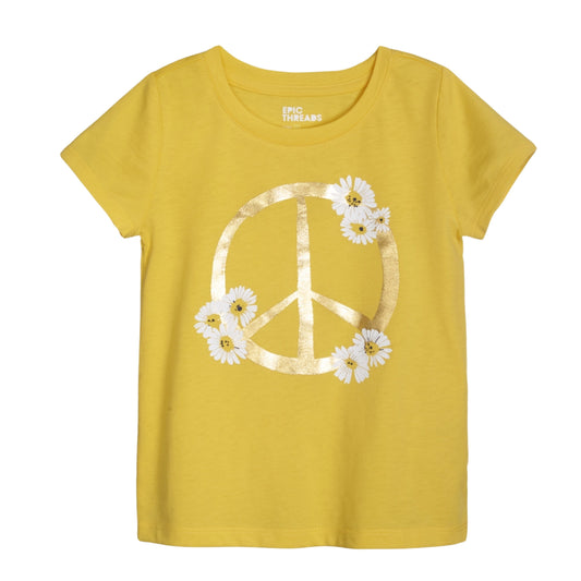 EPIC THREADS Girls Tops S / Yellow EPIC THREADS - KIDS - Short Sleeve Graphic T-shirt