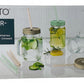 ERNESTO Kitchenware Multi-Color ERNESTO - 4 Lidded glass jars with straws set