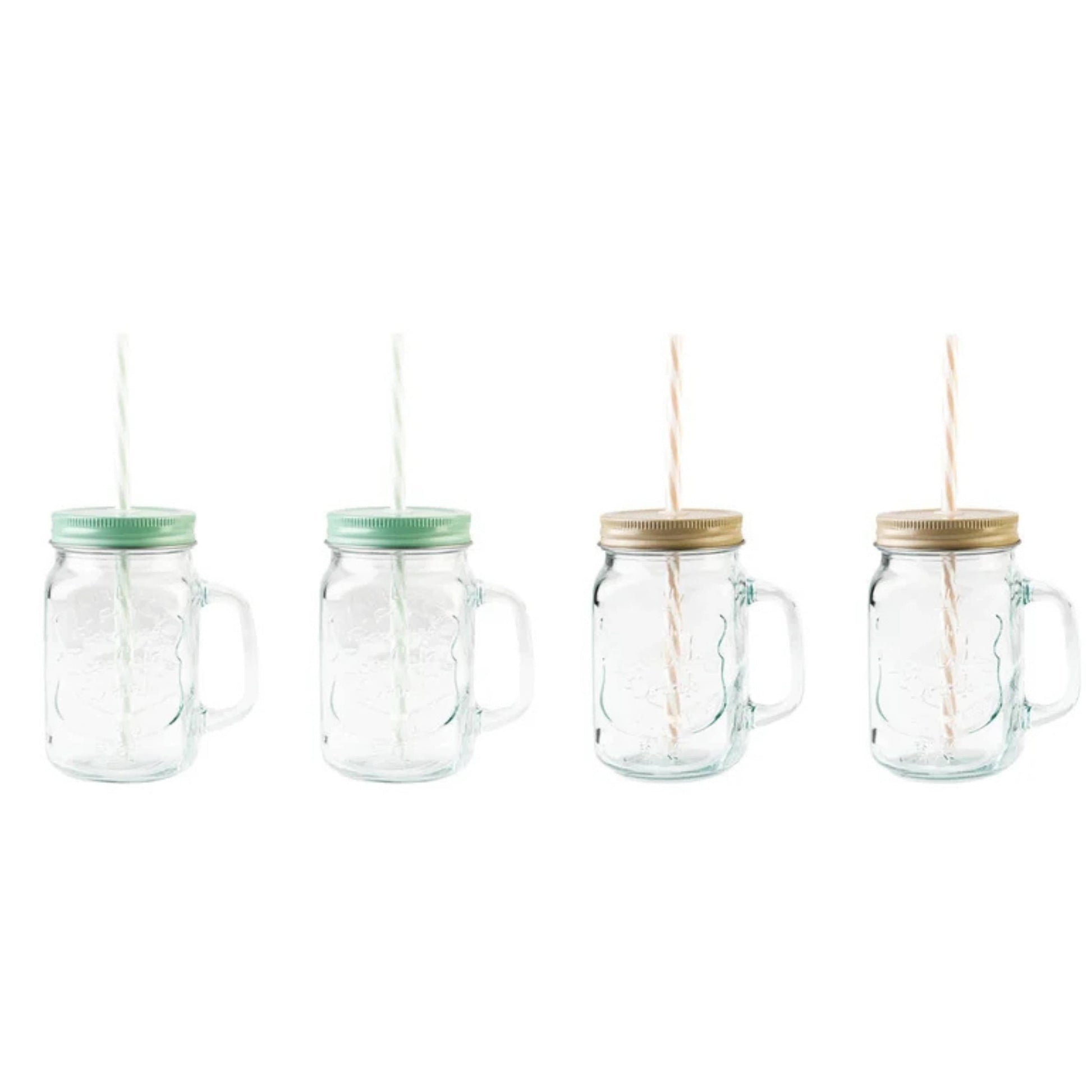 ERNESTO Kitchenware Multi-Color ERNESTO - 4 Lidded glass jars with straws set