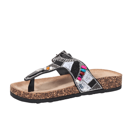 ESCAPE Womens Shoes 37 / Multi-Color ESCAPE -  Rhinestone Sandals Elegant Slippers