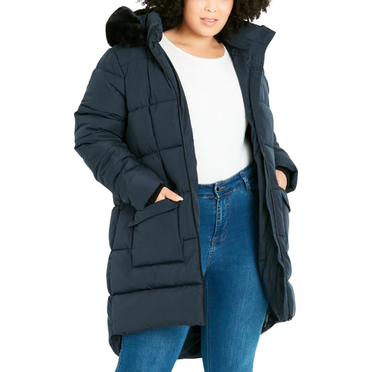 Evans Womens Jackets XXXL Evans - Faux Fur Trim Cold Weather Quilted Coat