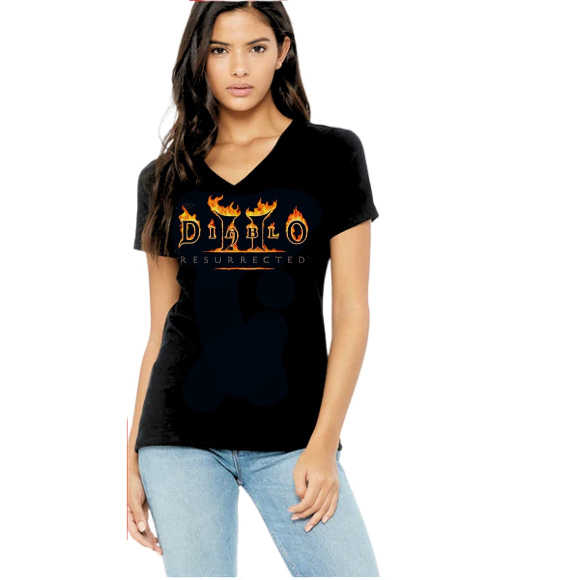 FANATICS Womens Tops S / Black FANATICS - Printed V Neck T-shirt