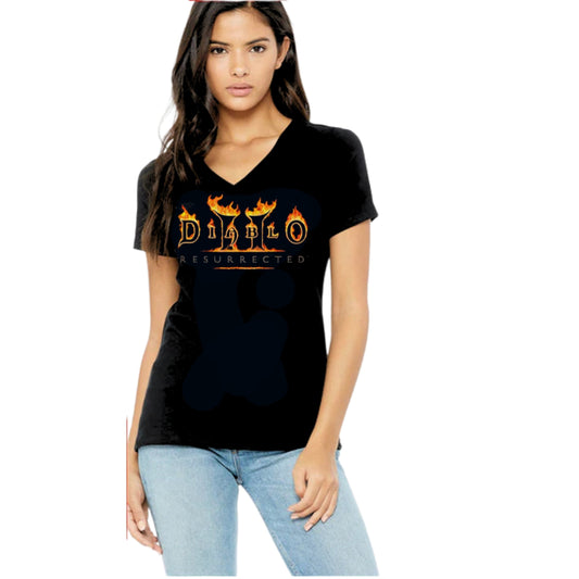 FANATICS Womens Tops S / Black FANATICS - Printed V Neck T-shirt