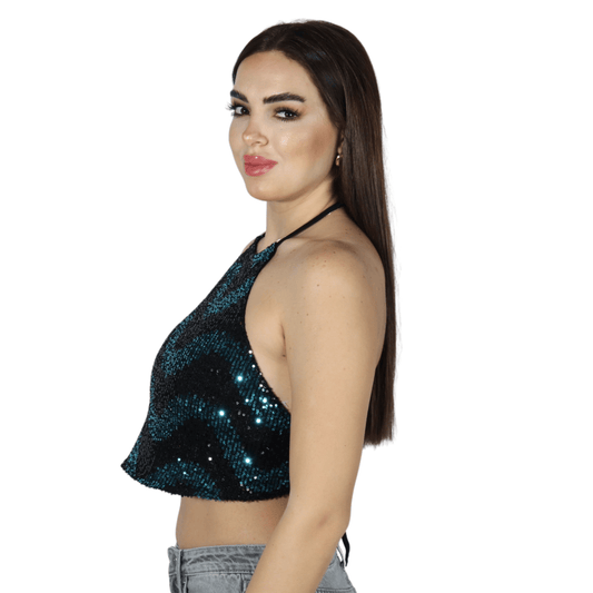 FB SISTER Womens Tops FB SISTER - Bandana Blouse Backless Crop Top