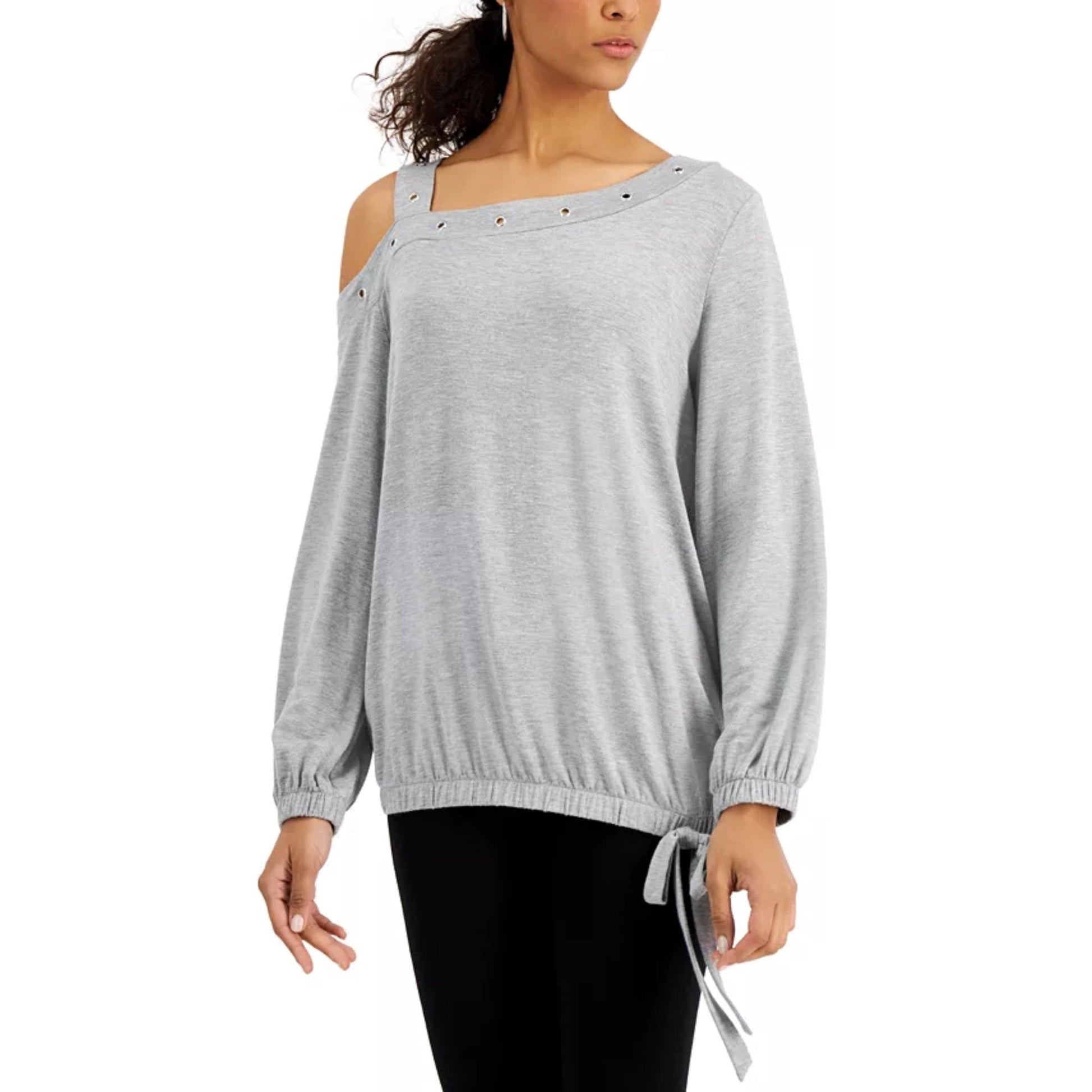 FEVER Womens Tops XS / Grey FEVER - Asymmetric Cold-Shoulder Top